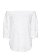 Lauren Ralph Lauren Cotton Eyelet-Shirt Vit