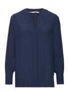 Esprit Casual V-Neck Blouse, Lenzing™ Ecovero™ Marinblå