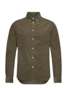 Les Deux Christoph Corduroy Shirt Khaki Green