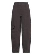 Ganni Washed Cotton Canvas Elasticated Curve Pants Grå