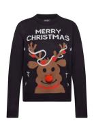 ONLY Onlxmas Deer Ls O-Neck Box Knt Svart