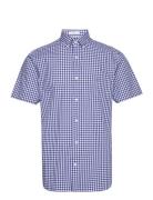 GANT Reg Poplin Gingham Ss Shirt Blå