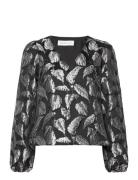 Selected Femme Slfpaula Silver Leaf Ls Top B Svart