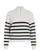 Vila Visala Stripy L/S Zipper Knit /B Vit