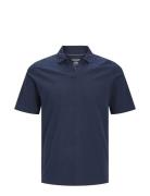 Jack & J S Jjesummer Linen Polo Ss Ln Marinblå