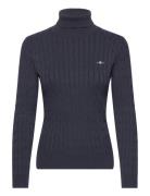 GANT Stretch Cotton Cable Turtleneck Blå