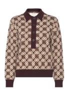 GANT G Pattern Jaquard Knit Polo Brun