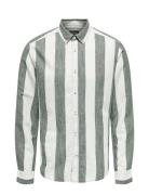 ONLY & SONS Onsarlo Slim Ls Stripe Hrb Linen Shirt Vit