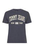 Tommy Jeans Tjw Reg Washed Varsity Tee Ext Marinblå