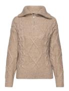 Gina Tricot Knitted Zip Sweater Beige