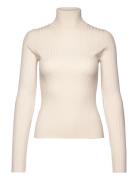 Mango Turtleneck Ribbed Sweater Beige