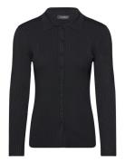 Lauren Ralph Lauren Rib-Knit Long-Sleeve Polo Cardigan Svart