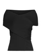 Lauren Ralph Lauren Off-The-Shoulder Rib-Knit Top Svart