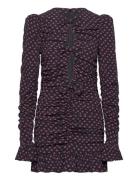 ROTATE Birger Christensen Jacquard Mini Dress Marinblå