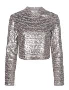 French Connection Adalynn Sequin Top Silver