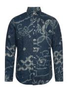 Polo Ralph Lauren Classic Fit Abstract Print Linen Shirt Blå