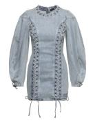 ROTATE Birger Christensen Denim Laced Mini Dress Blå