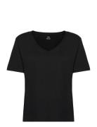 Mango 100% Cotton V-Neck T-Shirt Svart