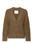 GANT Herringb V-Neck Cardigan Khaki Green