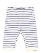 Mango Striped Cotton Trousers Blå