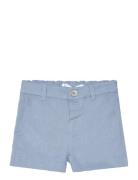 Mango Linen-Blend Bermuda Shorts Blå