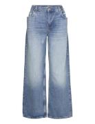 Mango Loose Mid-Rise Wideleg Jeans Blå