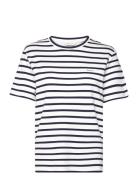 GANT Striped Ss T-Shirt Marinblå