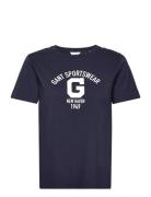 GANT Reg Logo Ss T-Shirt Marinblå