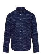 Jack & J S Jjjoe Print Shirt Ls Ss24 Jnr Blå