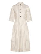 Stella Nova Striped Midi Dress Kräm