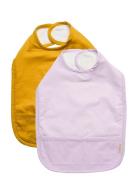 Filibabba Bibs With Velcro 2-Pack - Golden Mustard/Light Lavender Lila