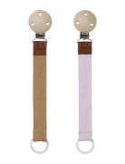 Fabelab Pacifier Strap - Lilac - Caramel - 2 Pack Multi/patterned