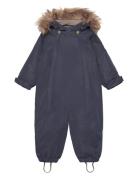 En Fant Snowsuit W. Fake Fur Marinblå