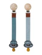 Fabelab Pacifier Strap - Blue Spruce Mix - 2 Pack Blå