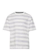 Mango Printed Striped T-Shirt Grå