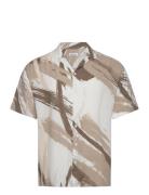 Jack & J S Jjjeff Abstract Print Resort Shirt Ss Beige