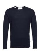 Selected Homme Slhrome Ls Knit Crew Neck Noos Marinblå