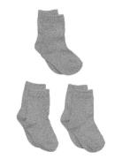 Melton 3-Pack Cotton Socks Grå