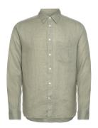 J. Lindeberg Reg Ls Clean Linen Shirt Khaki Green