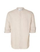 Selected Homme Slhregkylian-Linen Shirt Ls Band B Beige