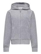 Juicy Couture Diamante Velour Zip Thru Hoodie Grå