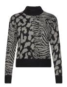 Vero Moda Vmvera Animal Ls Highneck Pullover Bf Svart