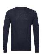 Davida Cashmere Man Fine Knit O-Neck Sweater Marinblå