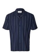 Selected Homme Slhreg-West Shirt Ss Resort Camp Marinblå