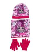 L.O.L Set 3 Pcs Bonnet+Collar+Gloves Rosa