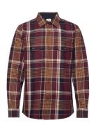 GANT Heavy Twill Check Overshirt Burgundy