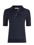 Tommy Hilfiger Co Lyocell Button Polo Ss Swt Blå