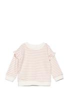 Mango Ruffled Striped Sweatshirt Rosa