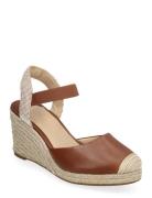 Lauren Ralph Lauren Pearle Ii Leather & Canvas Espadrille Brun