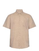 Lindbergh Cotton/Linen Shirt S/S Beige